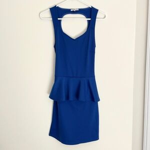 Women's Charlotte Russe Royal Blue Peplum Open Back Mini Dress Size Medium